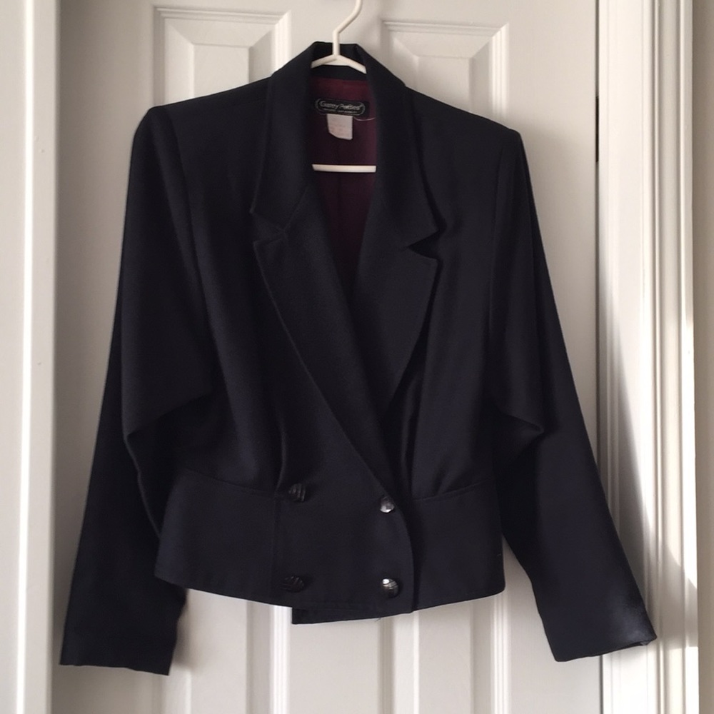 🍁Vintage GAREY PETITES navy jacket